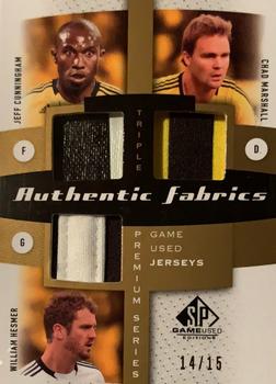 2011 SP Game Used - Authentic Fabrics Triple Premium Series #AF3-CMB Jeff Cunningham / William Hesmer / Chad Marshall Front