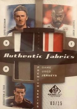 2011 SP Game Used - Authentic Fabrics Triple Premium Series #AF3-INT Sebastien Le Toux / Thierry Henry / David Beckham Front