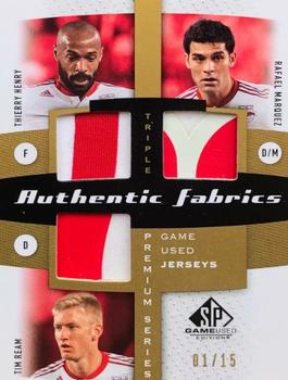 2011 SP Game Used - Authentic Fabrics Triple Premium Series #AF3-NYRB Thierry Henry / Tim Ream / Rafael Marquez Front