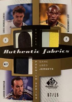 2011 SP Game Used - Authentic Fabrics Triple Premium Series #AF3-GBOOT Chris Wondolowski / Jeff Cunningham / Landon Donovan Front