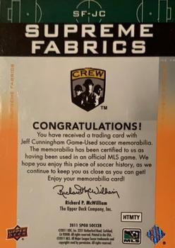 2011 SP Game Used - Supreme Fabrics #SF-JC Jeff Cunningham Back