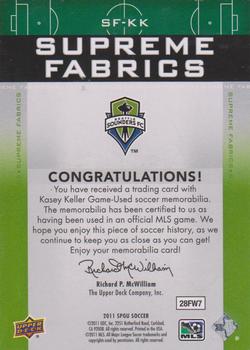 2011 SP Game Used - Supreme Fabrics #SF-KK Kasey Keller Back