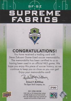 2011 SP Game Used - Supreme Fabrics #SF-SZ Steve Zakuani Back