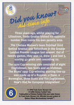 1998 Futera Chelsea Fans Selection #6 9 Card Team Puzzle Back