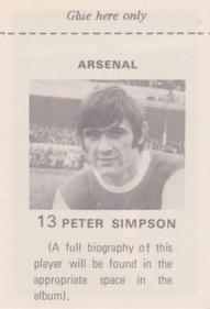 1971-72 FKS Publishers Wonderful World of Soccer Stars Stickers #13 Peter Simpson Back
