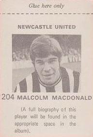1971-72 FKS Publishers Wonderful World of Soccer Stars Stickers #204 Malcolm MacDonald Back
