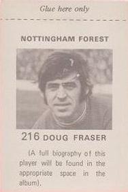 1971-72 FKS Publishers Wonderful World of Soccer Stars Stickers #216 Doug Fraser Back