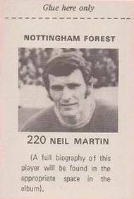 1971-72 FKS Publishers Wonderful World of Soccer Stars Stickers #220 Neil Martin Back
