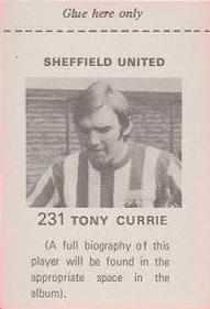 1971-72 FKS Publishers Wonderful World of Soccer Stars Stickers #231 Tony Currie Back