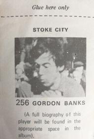 1971-72 FKS Publishers Wonderful World of Soccer Stars Stickers #256 Gordon Banks Back