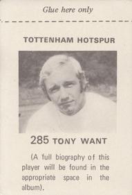 1971-72 FKS Publishers Wonderful World of Soccer Stars Stickers #285 Tony Want Back