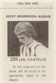 1971-72 FKS Publishers Wonderful World of Soccer Stars Stickers #288 Len Cantello Back