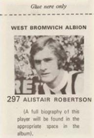 1971-72 FKS Publishers Wonderful World of Soccer Stars Stickers #297 Alistair Robertson Back