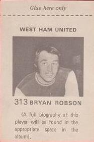 1971-72 FKS Publishers Wonderful World of Soccer Stars Stickers #313 Pop Robson Back