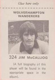 1971-72 FKS Publishers Wonderful World of Soccer Stars Stickers #324 Jim McCalliog Back