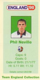 1998 BP England '98 #NNO Phil Neville Back