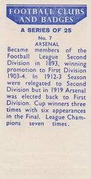 1958 Football Clubs and Badges #7 Arsenal Back