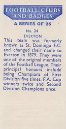 1958 Football Clubs and Badges #24 Everton Back