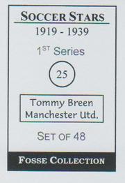 1998 Fosse Soccer Stars 1919-1939 : Series 1 #25 Tommy Breen Back