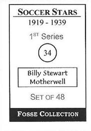 1998 Fosse Soccer Stars 1919-1939 : Series 1 #34 William Stewart Back