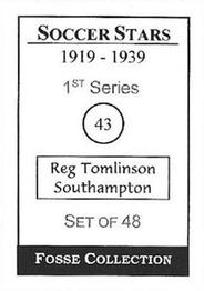 1998 Fosse Soccer Stars 1919-1939 : Series 1 #43 Reg Tomlinson Back
