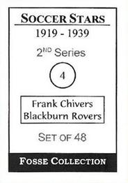 1998 Fosse Soccer Stars 1919-1939 : Series 2 #4 Frank Chivers Back