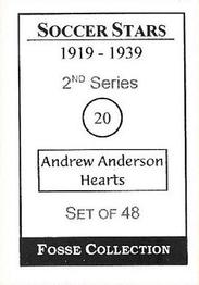 1998 Fosse Soccer Stars 1919-1939 : Series 2 #20 Andrew Anderson Back