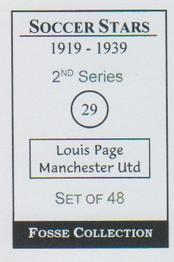 1998 Fosse Soccer Stars 1919-1939 : Series 2 #29 Louis Page Back