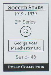 1998 Fosse Soccer Stars 1919-1939 : Series 2 #32 George Vose Back