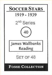 1998 Fosse Soccer Stars 1919-1939 : Series 2 #40 Jimmy Wallbanks Back