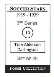 1998 Fosse Soccer Stars 1919-1939 : Series 3 #10 Tom Alderson Back