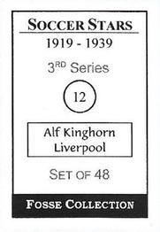 1998 Fosse Soccer Stars 1919-1939 : Series 3 #12 Alf Kinghorn Back