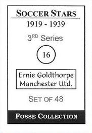 1998 Fosse Soccer Stars 1919-1939 : Series 3 #16 Ernie Goldthorpe Back