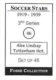 1998 Fosse Soccer Stars 1919-1939 : Series 3 #46 Alex Lindsay Back