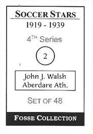 1998 Fosse Soccer Stars 1919-1939 : Series 4 #2 Jack Walsh Back