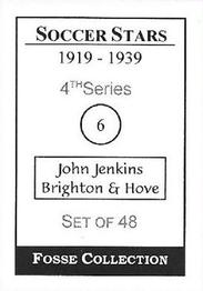 1998 Fosse Soccer Stars 1919-1939 : Series 4 #6 John Jenkins Back