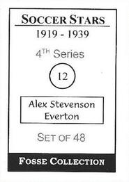 1998 Fosse Soccer Stars 1919-1939 : Series 4 #12 Alex Stevenson Back