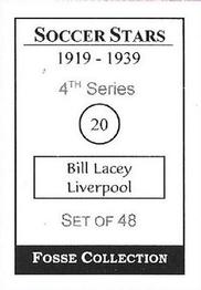 1998 Fosse Soccer Stars 1919-1939 : Series 4 #20 Bill Lacey Back