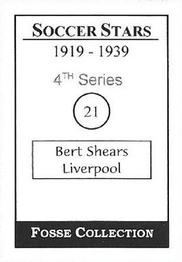 1998 Fosse Soccer Stars 1919-1939 : Series 4 #21 Bert Shears Back