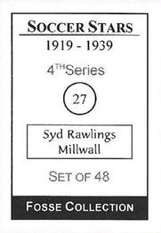 1998 Fosse Soccer Stars 1919-1939 : Series 4 #27 Sid Rawlings Back