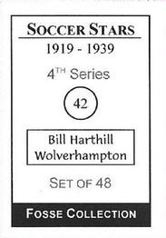1998 Fosse Soccer Stars 1919-1939 : Series 4 #42 Bill Harthill Back