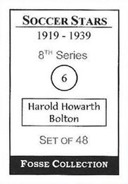 1998 Fosse Soccer Stars 1919-1939 : Series 8 #6 Harold Howarth Back