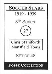 1998 Fosse Soccer Stars 1919-1939 : Series 8 #27 Chris Staniforth Back