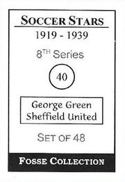 1998 Fosse Soccer Stars 1919-1939 : Series 8 #40 George Green Back