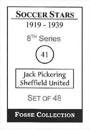 1998 Fosse Soccer Stars 1919-1939 : Series 8 #41 Jack Pickering Back