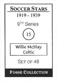1998 Fosse Soccer Stars 1919-1939 : Series 9 #15 Willie McStay Back