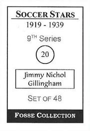 1998 Fosse Soccer Stars 1919-1939 : Series 9 #20 Jimmy Nichol Back