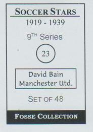 1998 Fosse Soccer Stars 1919-1939 : Series 9 #23 David Bain Back