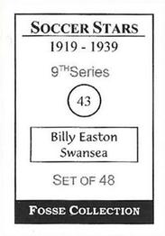 1998 Fosse Soccer Stars 1919-1939 : Series 9 #43 Billy Easton Back