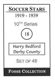 1998 Fosse Soccer Stars 1919-1939 : Series 10 #18 Harry Bedford Back